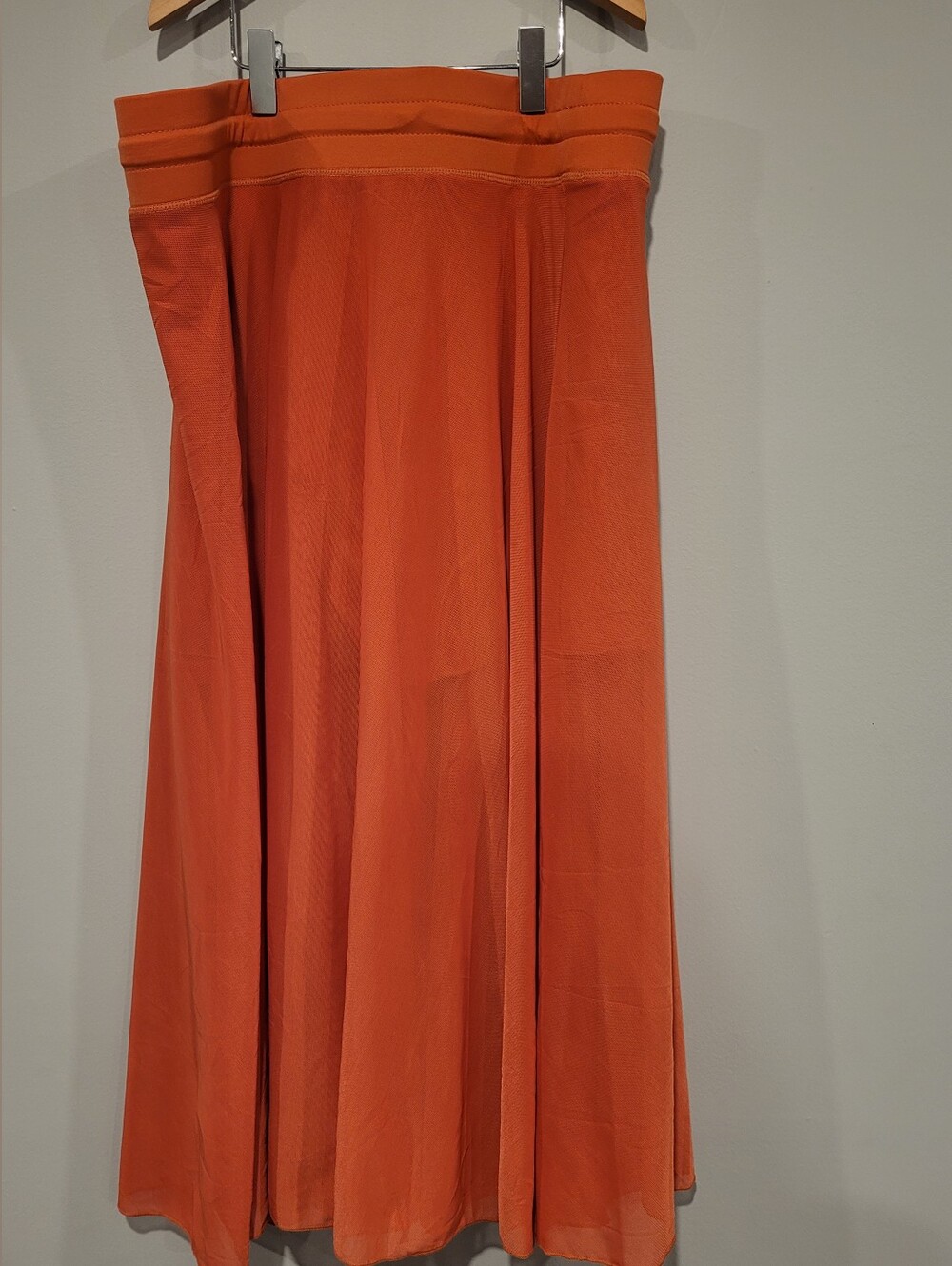 HALARA High Waisted Drawstring Mesh 2-in-1 Flowy Pocket Midi Skort Orange L - Picture 4 of 10